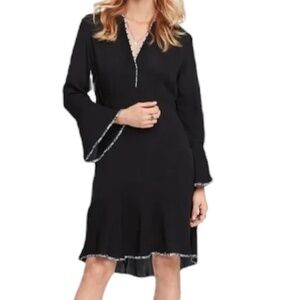 Scotch and Soda Maison Scotch Aloha Hula black chiffon ruffle bell sleeve dress